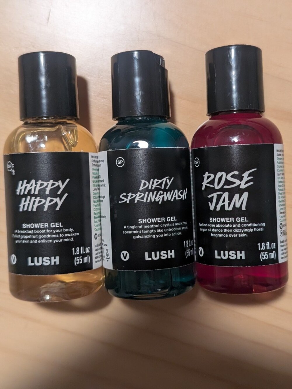 NWT LUSH Shower Gel - Happy Hippy, Dirty Springwash, and Rose Jam